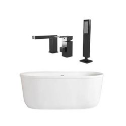 Randolph Morris Stewart 60 Inch Acrylic Double Ended Freestanding Tub Package RMBP103-60-MBF7