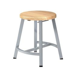 National Public Seating TTSG18-BB Round Backless Stool w/ Butcherblock Seat, Gray