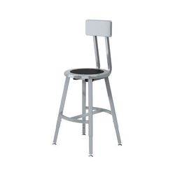 National Public Seating TTSG18HB-S10 Round Stool w/ Solid Back & Black Steel Seat, Gray