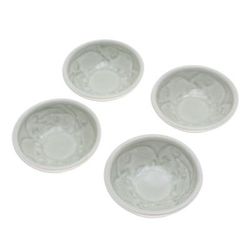 Elephant Herd,'4 Green Celadon Ceramic Elephant Themed Appetizer Bowls'