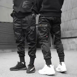 Men's Techwear Pants Cotton Streetwear Black Cargo Trousers Youth Harem Pants Joggong Sportswear Trendy Jogger 2024 Z1