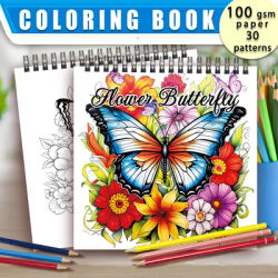Adult coloring book - 30 Sheets Women's spiral coloring book, 8.3x 8.3 inches, drawing book, birthday gift, holiday party gift