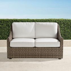 Ashby Loveseat with Cushions in Putty Wicker - Standard, Outdoor Velvet Dove - Frontgate