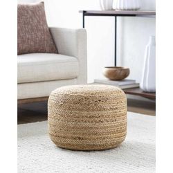 Lavertezzo 14"H x 18"W x 18"D Cottage Jute Brick Red/Tan/Beige/Camel Pouf - Boutique Rugs