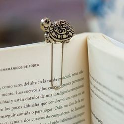 Literary Carapace,'Polished and Oxidized Zamac Metal Turtle Clip Bookmark'