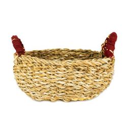 Chindi Chic,'Natural Handwoven Basket with Upcycled Sari Fabric'
