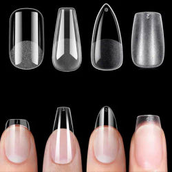 120 pièces/sac presse sur ongles cercueil ongles conseils clair couverture complète faux ongles artificiel demi-mat presse sur longue ballerine faux conseils