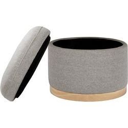 Babyletto Naka Storage Ottoman - Performance Grey Eco-Weave w/ Light Wood Base