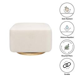 Babyletto Kiwi Gliding Ottoman - Performance Cream Eco-Weave w/ Light Wood Base