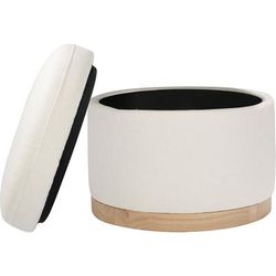 Babyletto Naka Storage Ottoman - Performance Cream Eco-Weave w/ Light Wood Base