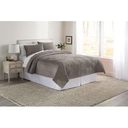 Geo Diamond Velvet Quilt by BrylaneHome in Dark Grey (Size KING)
