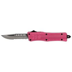 CobraTec Knives CTK-1 Small OTF Automatic Folding Knife 2.75in D2 Steel Drop Serrated Blade Pink Handle SPKCTK1SDS