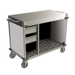 Cadco CBC-PHRX 52 1/2" Mobile Demo/Sampling Cart w/ 2 Drawers - Stainless Steel, 120v, Silver