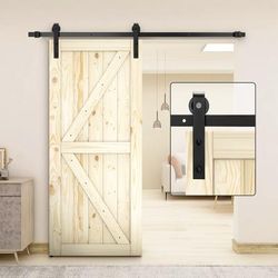 TEMU Sliding Barn 5ft Barn Door Sliding Kit Steel Slide Sliding Track Rail Hanger Roller Steel Rail Track System For Single Wooden Door