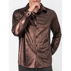 Disco Anni '80 Metallico Lucido Blusa / Camicia Mascherata Disco Tinta unica Costume Per uomo Costume di Carnevale Mascherata Festa / Sera Parata dell'Orgoglio Mese dell'orgoglio Adulti Camicia