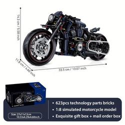 TEMU 623pcs 1:8 Motorcycle Building Blocks Set - Durable Abs, Model Enthusiasts & Hobbyists