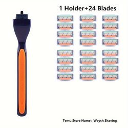 TEMU Classic Orange Black Color Razor, 4-layers Blade Razor, Manual Safety Razor, Shaving Tools, Hair Care Tools Father's Day Gift