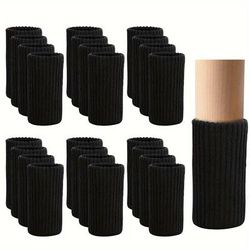 24-piece Vintage Knitted Furniture Leg Covers - Scratch & Noise Reduction Chair Leg Protectors, Stretchable Floor Safeguard Socks For Easy Moving