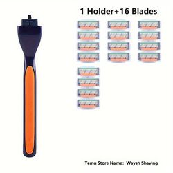 TEMU Classic Orange Black Color Razor, 4-layers Blade Razor, Manual Safety Razor, Shaving Tools, Hair Care Tools Father's Day Gift