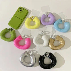 Cute Cotton Round Hanging Phone Pendant Soft For iphone15 14 13 12 Strap Anti-Lost Hanging Ring