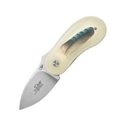 Viper Drop Feather Folding Knife 2in Nitro B Steel Satin Blade Natural Resin Handle w/ Jay Feather Handle Insert V5700IN-GH