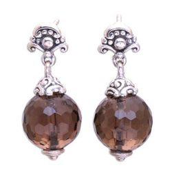 'Royal Elegance' - Sterling Silver and Smoky Quartz Dangle Earrings Ea