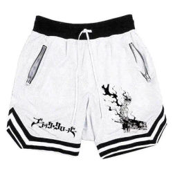 Anime Black Clover Basketball Shorts Men Striped Running Sport Gym Shorts Mesh Breathable Fitness Training Workout Bottom Male