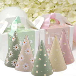 Chapeaux en papier à fleurs de marguerite, 6 pièces, chapeau vert rose pour réception-cadeau pour bébé, décorations de fête d'anniversaire pour enfants, fournitures cadeaux DIY