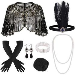 Anni Ruggenti Anni 1920 Retrò Vintage Set di accessori Sciarpe da flapper Il grande Gatsby Ragazza Flapper Invitato al matrimonio Paillettes Piuma Costume Per donna Evento / Festa Ricevimento di