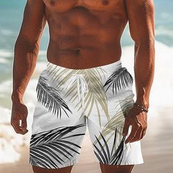Per uomo Foglia Piante Tropicali Costumi da bagno Pantaloncini da mare Pantaloncini da Surf Misura del girovita medio Moda Streetwear Designer Casuale Quotidiano Ferie Tasca Coulisse Elastico in vita