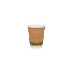 Vegware VDW-K08 8 oz Disposable Insulated Hot Cup - PLA, Printed, Brown, Case of 500