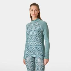 Helly Hansen Women's Lifa Merino Midweight Graphic 1/2 Zip Base Layer Green L