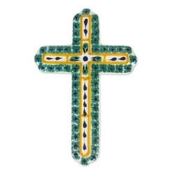 Majolica ceramic cross, 'Hope' - Hand Made Religious Ceramic Cross