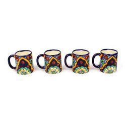 Hidalgo Fiesta,'Mexican Ceramic Coffee Mugs with Colonial Design (Set of 4)'