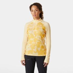 Helly Hansen Women's Lifa Merino Midweight Graphic 1/2 Zip Base Layer Yellow M
