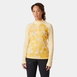 Helly Hansen Women's Lifa Merino Midweight Graphic 1/2 Zip Base Layer Yellow M