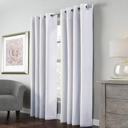 Wide Width Habitat Margaret Indoor Single Grommet Curtain Panel by Commonwealth Home Fashions in White (Size 52" W 95" L)