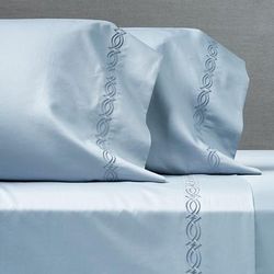 Set of 2 Frontgate Resort Collection™ Diamond Lattice Sateen Pillowcases - Solid Mist Blue, King - Frontgate