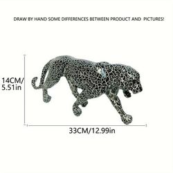 TEMU Elegant Leopard & Sculpture - Modern Geometric Resin Animal Figurine For Home And Office Decor, Perfect For Living Room, Bar, Or Cafe