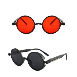 Lunettes de soleil classiques Style Steampunk, monture ronde rétro classique, lentille colorée universelle, lunettes gothiques Punk unisexes