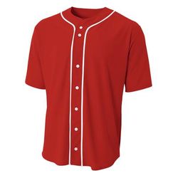 A4 N4184 Athletic Shorts Sleeve Full Button Baseball Top in Scarlet size 2XL | Cotton/Polyester Blend A4N4184