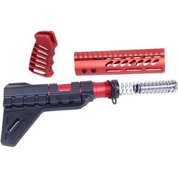 Guntec USA AR-15 Pistol Furniture Set W/Micro Breach Pistol Brace Anodized Red Anodized Red AR-PISTOL-SET-MLK-PB-RED