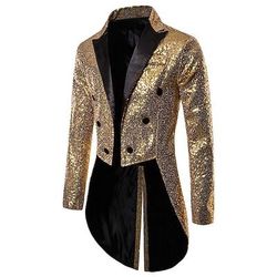 Disco Anni '80 Smoking Frac Disco Paillettes Costume Per uomo Costume di Carnevale Halloween Carnevale Mascherata Festa serale Discoteca Parata dell'Orgoglio Adulti Cappotto