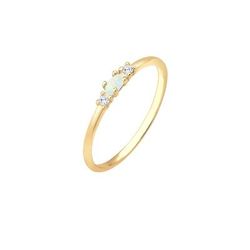 Elli - Vintage con Cristalli di Zirconia e Opale in Argento Sterling 925 Placcato Oro Anelli 1 pieces female