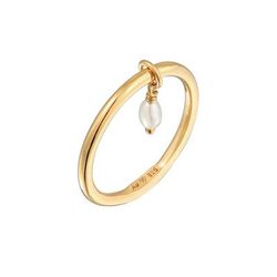 Elli - Anello con pietra di luna Quadrata Vintage in Argento Sterling 925 placcato oro Anelli 1 pieces female