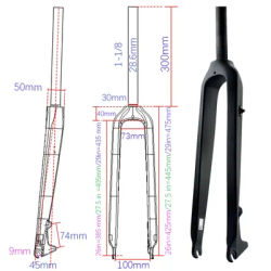 BALUGOE Bicycle Front Fork, Full Carbon Fiber, Mountain Bicycle Front Fork 1-1/8, MTB Bicycle fork Accessories