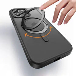 360° Rotation Metal Ring Holder For Magsafe Wireless Charging Case For iPhone 15 14 13 12 11 Pro Max Plus Transparent Back Cover
