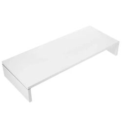 2PCS White Thick Board Desktop Computer Riser Monitor Stand Screen Shelf Laptop Holder Rack Space Saving Durable Wood Notebook