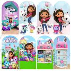 Arch Backdrop Gabby Dollhouse Theme Girls Birthday Party Decoration Baby Shower Doubleside Fabric