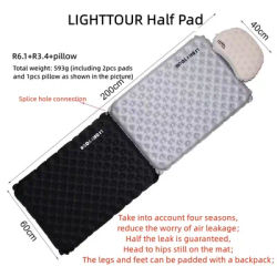Light Tour pad Built-in TPU half pad,Outdoor single person ultra light and convenient thickened sleeping pad,moisture-proof pad